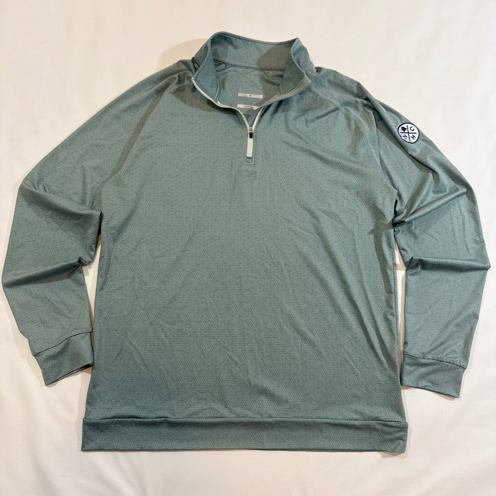 Swannies Quarter Zip Pullover Men Medium Sage Green Excellent Geometric Print